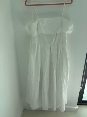 Mango White Off-Shoulder Maxi Dress with Ruffle Trim